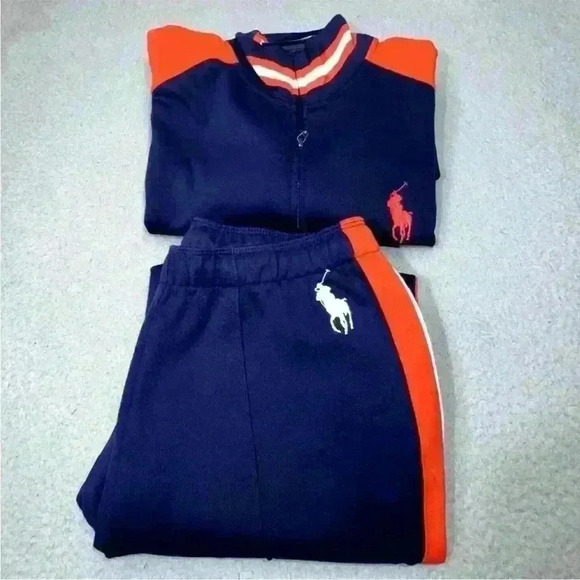 Polo Ralph Lauren Tracksuit Blue 2pc Set Mens Jacket XL Pants L - Picture 3 of 9